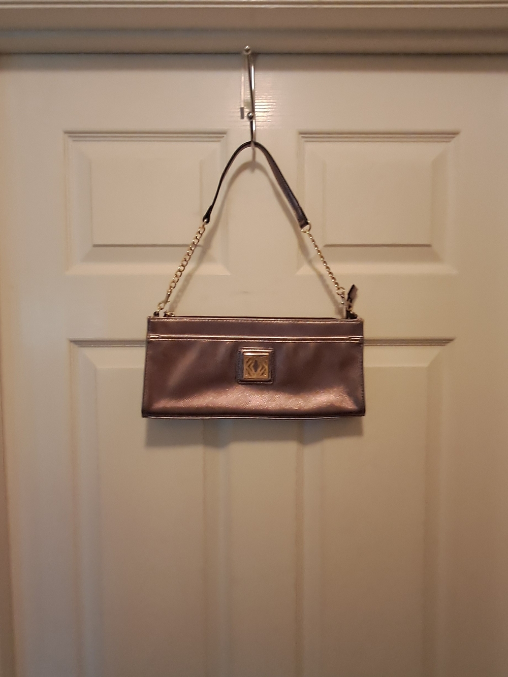 Kate Landry Metallic Shoulder Bag with Chain Strap